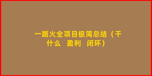 一路火全项目极简总结（干什么 + 盈利 + 闭环）